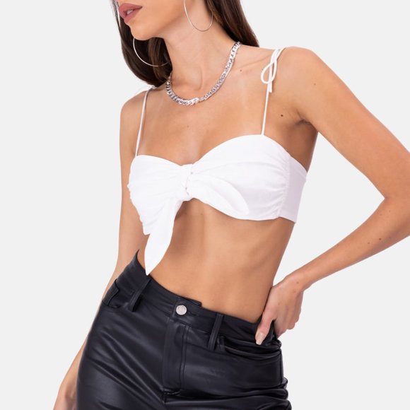 Women Rimes Front-Knot Bralette Top Shirts Polyester Tops Shirt Blouse T-Shirt W